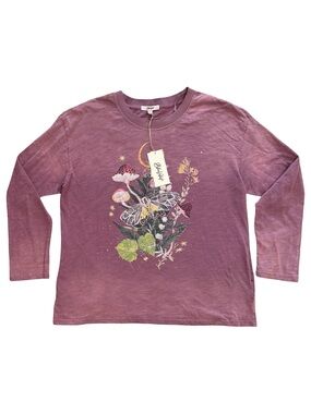 NWT Blue Velvet Celestial Moth Mineral Wash Long Sleeve Tee